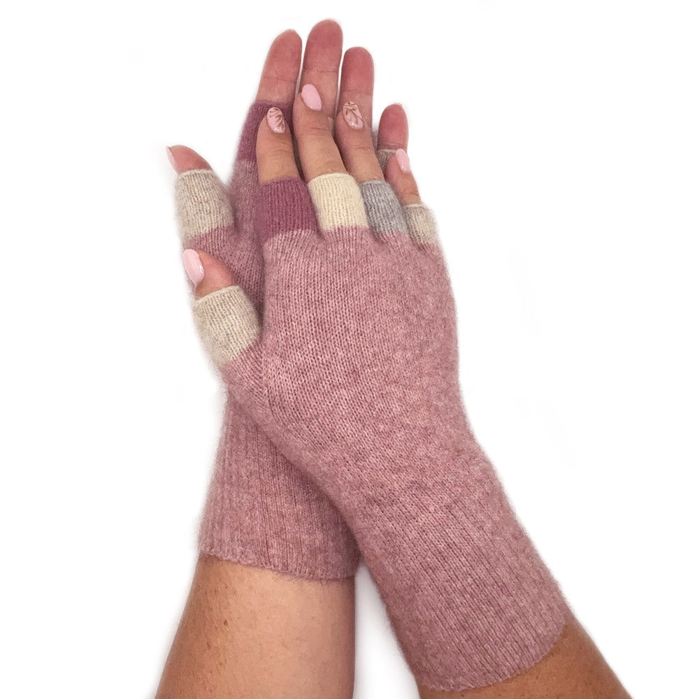 Possum Merino &amp; Silk Multicoloured Fingerless Gloves