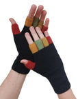 Possum Merino & Silk Multicoloured Fingerless Gloves