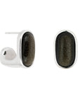 Black Obsidian Oval Earrings Silver