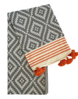 Merida Gray - Orange Turkish Towel / Blanket-0