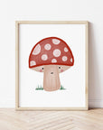 Happy Toadstool Grass Print