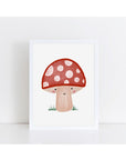 Happy Toadstool Grass Print