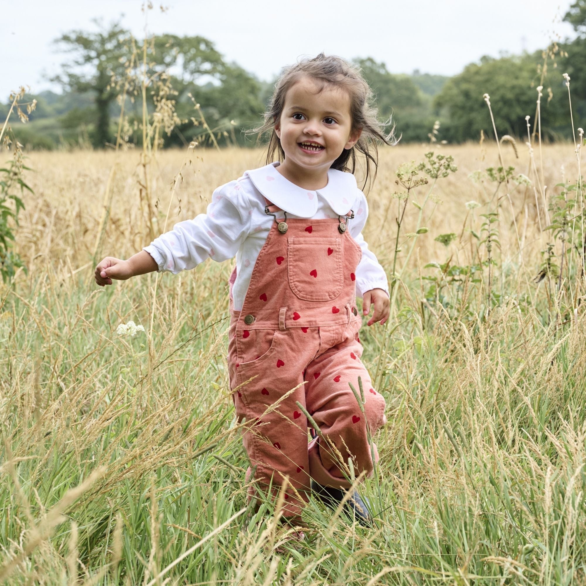 Heart Print Corduroy Dungarees