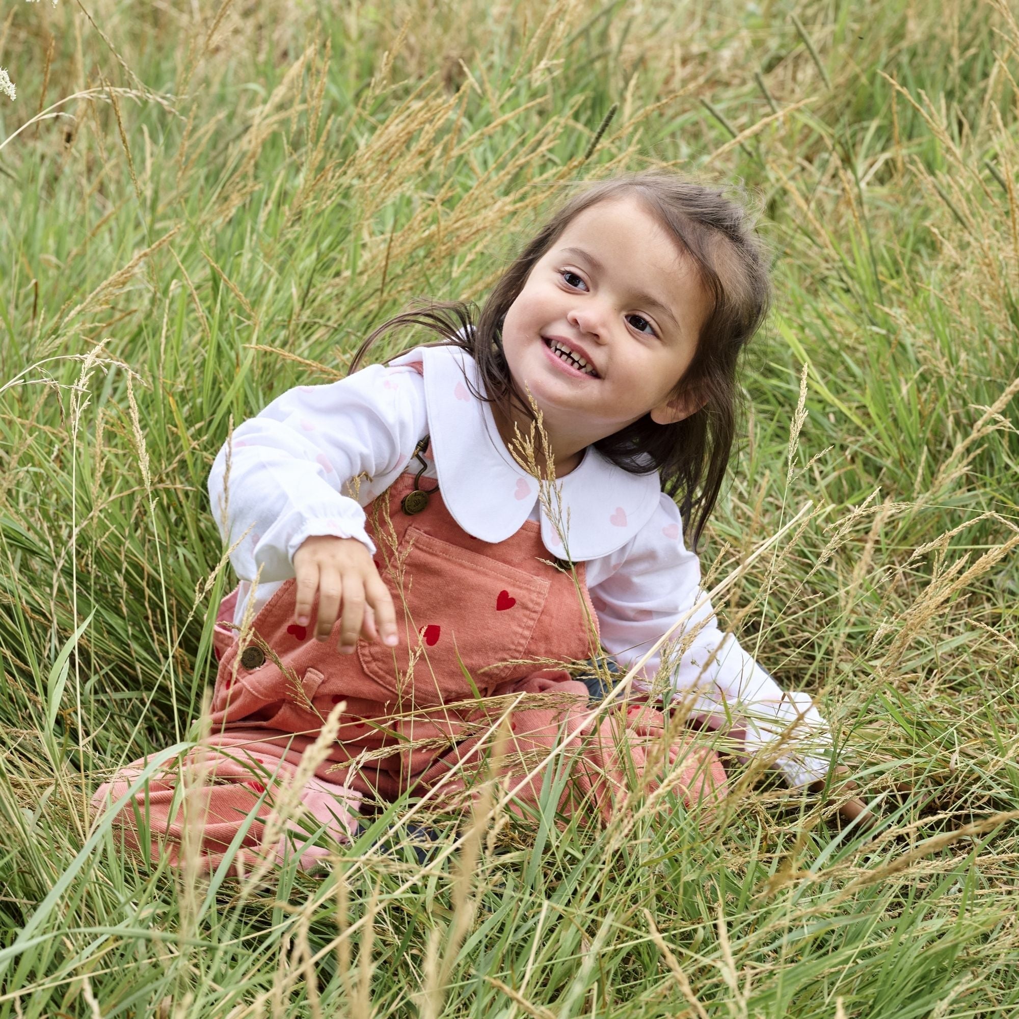 Heart Print Corduroy Dungarees