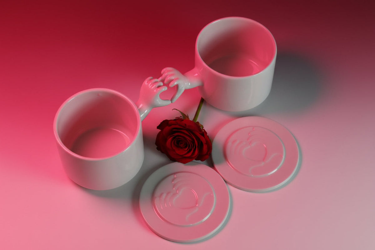 Heart Cup Set – Handmade Coffee Ceramic Cups for love
