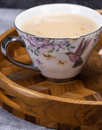 Herringbone Pattern Round Wooden Serving Tray