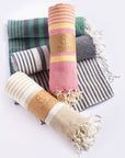Fethiye Striped Blanket Throw - Blue