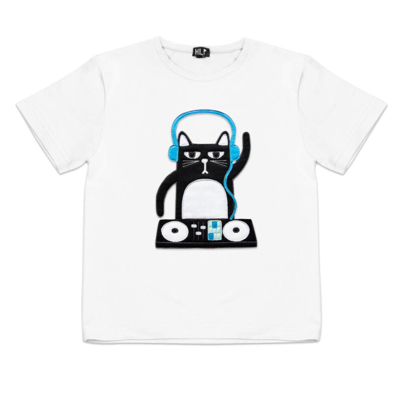 Kids DJ Cat Graphic T Shirt