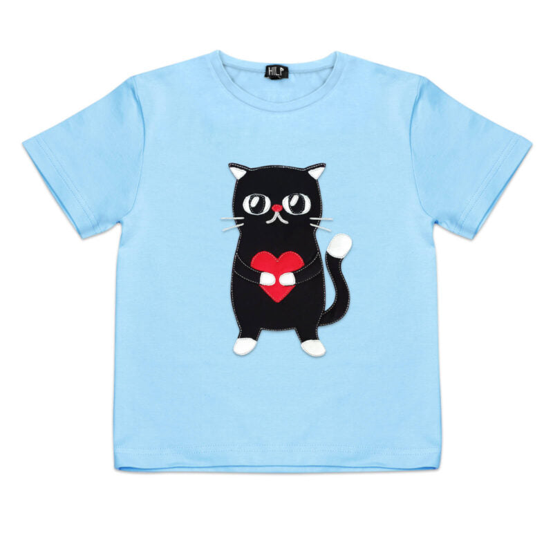 Kids Heartful Cat T Shirt