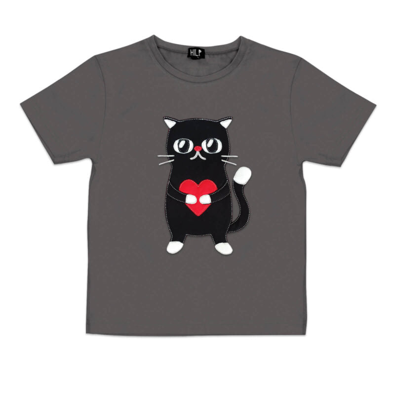 Kids Heartful Cat T Shirt