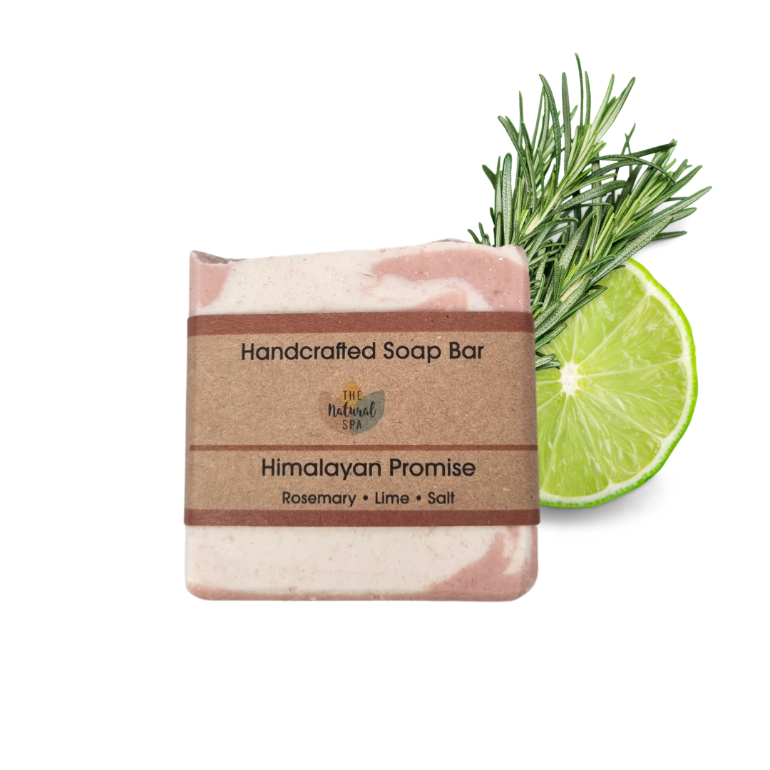 Himalayan Promise Soap Bar | Rosemary Lime &amp; Himalayan Pink Salt Natural Handcrafted Soap | Vegan, Plastic-Free Skincare | 2 Styles Available