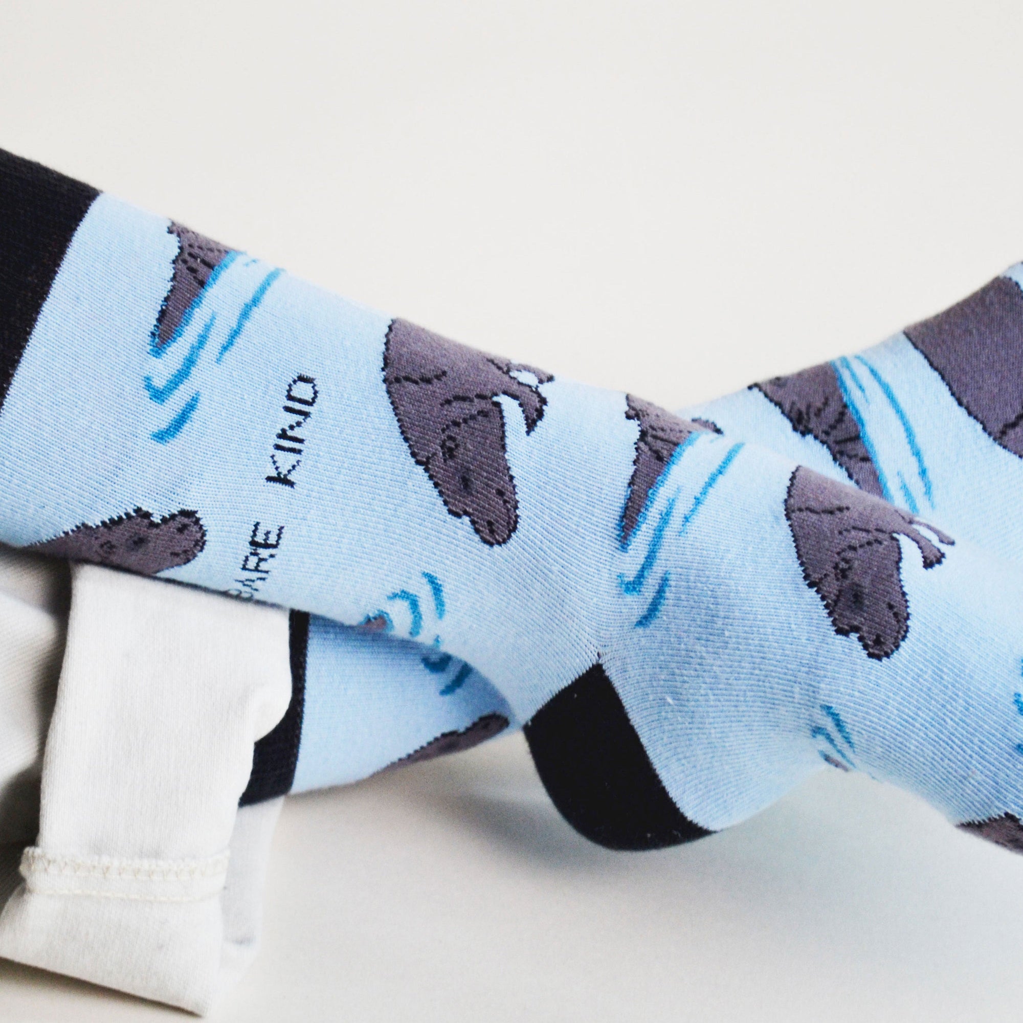 Save the Hippos Bamboo Socks in Blue