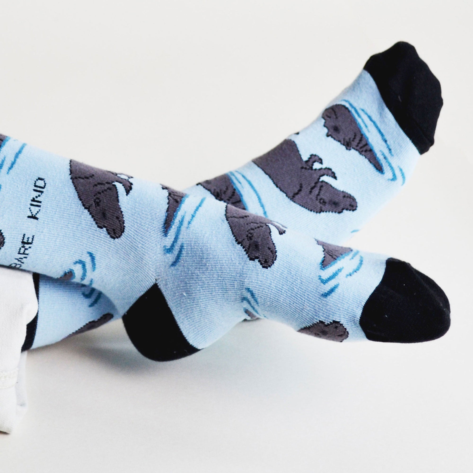 Save the Hippos Bamboo Socks in Blue