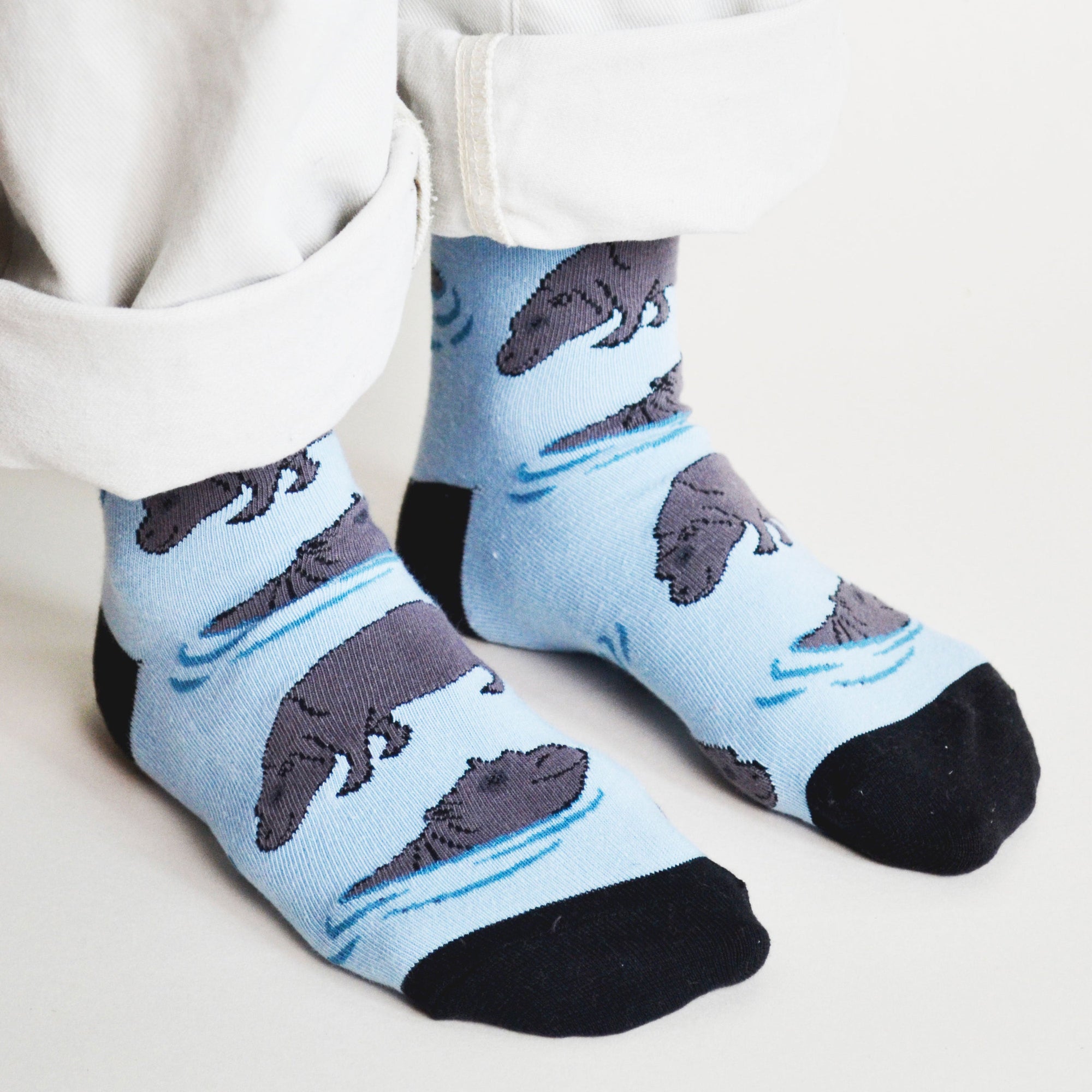 Save the Hippos Bamboo Socks in Blue