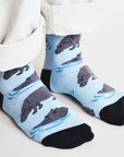 Save the Hippos Bamboo Socks in Blue