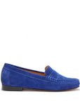 Women's Penny Loafers Leather Sole, ink blue suede
