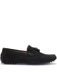 Tasselled Driving Loafers, black suede