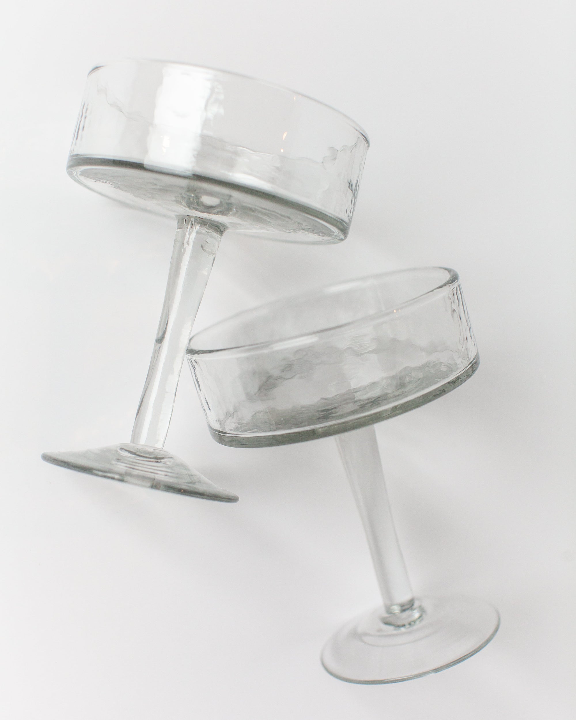 Handblown Hammered Coupe Cocktail Glass Pair-7