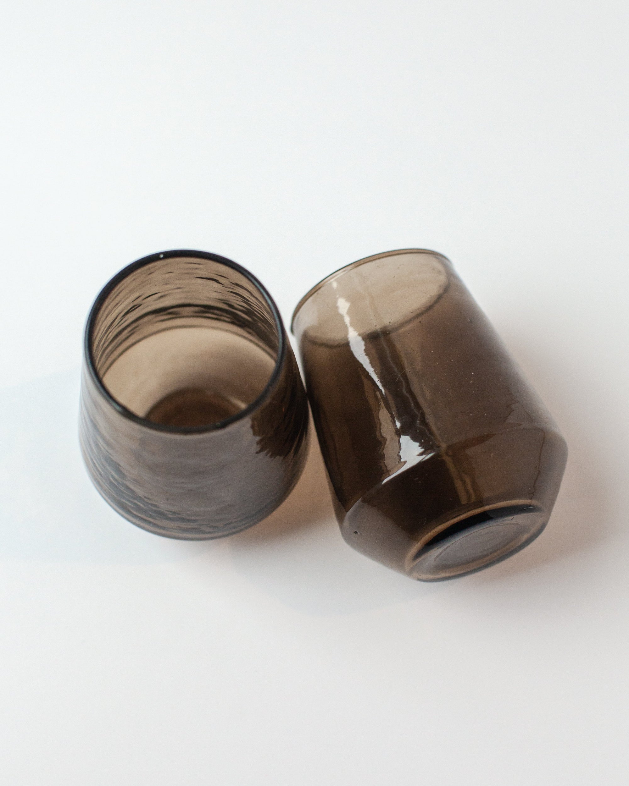 Pair of Hammered Glass Stemless Tumblers-4