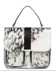 NEW Ivory Calf Hair Leather Top Handle Bag