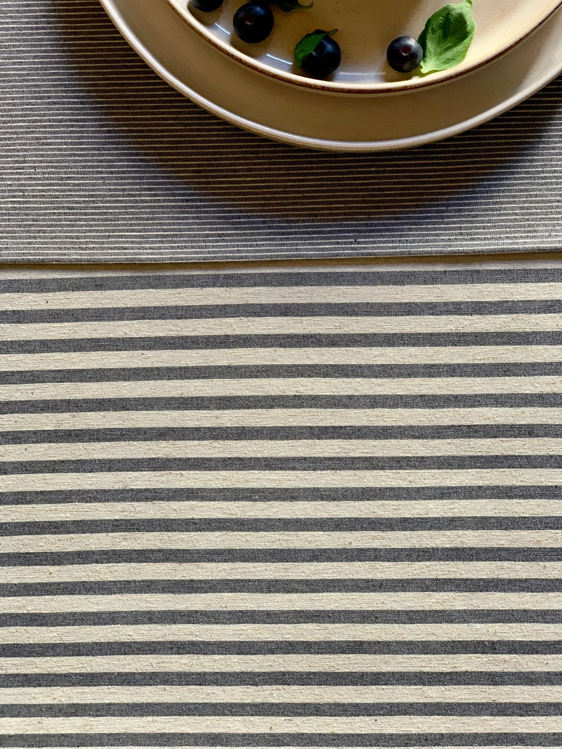 Blue Striped Recycled Fabric Table Runner