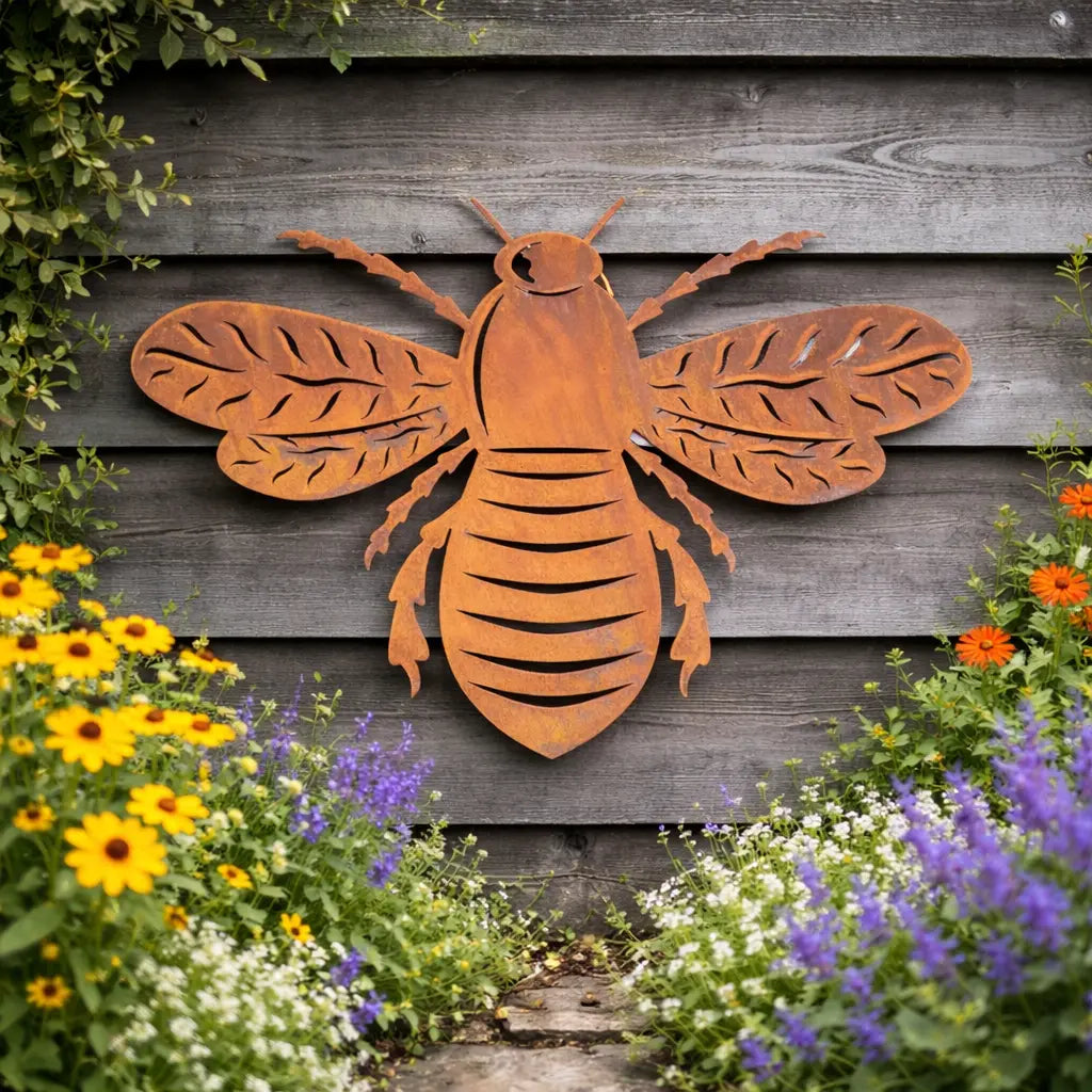 Large Rusty Metal Bee Garden Decoration