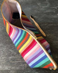 Premium rainbow toiletry bag, large luxury organic cotton waterproof wash bag, British woven recycled yarn, stylish versatile travel essential by Maison Elhoria at brixbailey.com