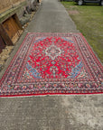 Large Red Oriental Wool Rug – Hand Made Traditional Carpet 381 x 270 cm