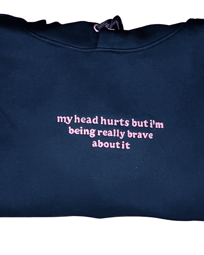 My Head Hurts Adult Hoodie, Premium Comfortable Unisex Pullover for Everyday Wear by Flossie & George at brixbailey.com