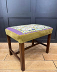 Antique Victorian Needlepoint Upholstered Stool with Mahogany Legs