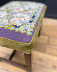 Antique Victorian Needlepoint Upholstered Stool with Mahogany Legs