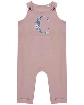 Premium Custom Appliqué Embroidery Organic Cotton Dungarees with Floral Detailing and Horn-Button Fastening by Flossie & George at brixbailey.com