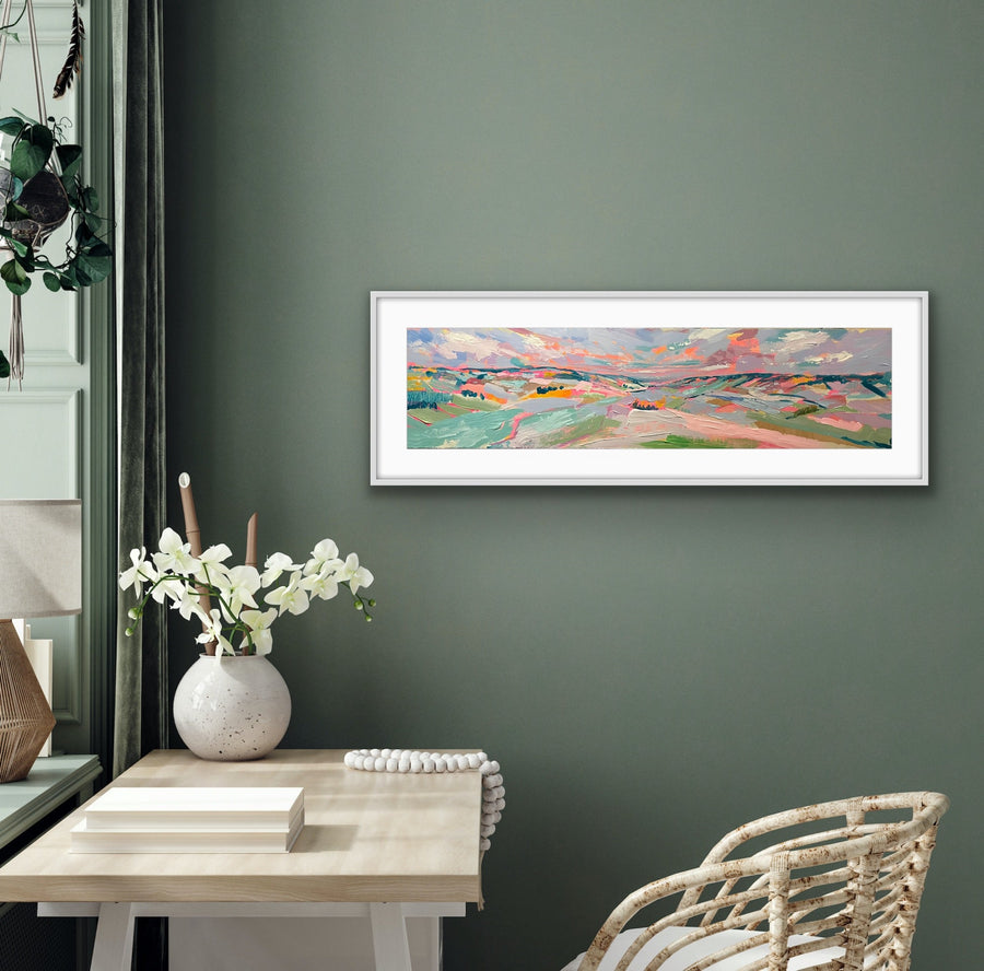 Limited edition Bybrook Winter panoramic giclée print, artist signed, premium gallery quality, luxury collectible artwork, 35cm x 100cm by Michael Sutherland Art at brixbailey.com