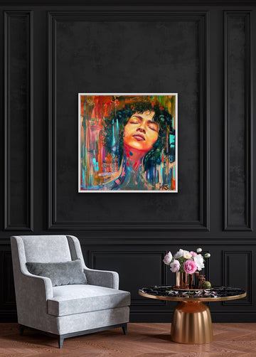 Premium limited edition signed giclee print Big Orange Three 1 of 50, hand-embellished canvas 70x70cm, Hahnemuhle cotton rag paper by Michael Sutherland Art at brixbailey.com