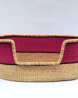 Pink, Natural Brown Woven Dog Pet Basket