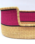 Pink, Natural Brown Woven Dog Pet Basket