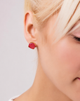Iris Square Gemstone Studs Red Jade