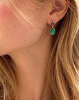 Iris Double Gemstone Drop Earrings with Amethyst & Green Onyx