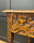 Antique Carved Oak Side Table with Drawer / Occasional Lamp Hall Table