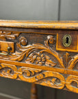 Antique Carved Oak Side Table with Drawer / Occasional Lamp Hall Table