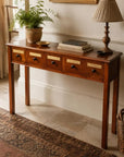 Vintage Mahogany Apothecary Style Five Drawer Console Hall Table Sideboard