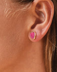 Odyssey Doublet Gold Stud Earrings: Mother of Pearl with Pink Crystal