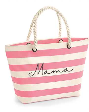 Stylish Nautical Beach Tote Bag with Striped Design, Premium Canvas, and Durable Jute Base by Flossie & George at brixbailey.com