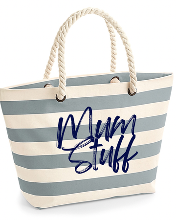 Stylish Nautical Beach Tote Bag with Striped Design, Premium Canvas, and Durable Jute Base by Flossie & George at brixbailey.com