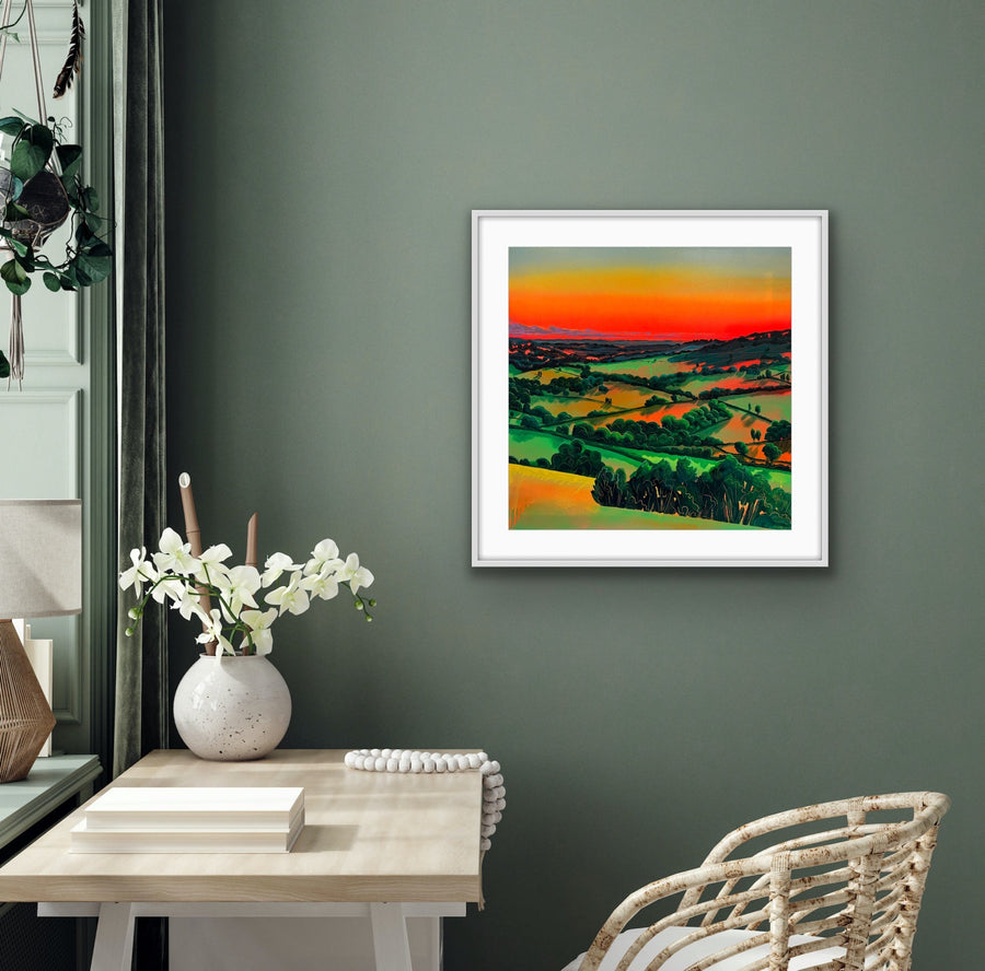 Under the Red Sky 1 premium giclee fine art reproduction, luxury hand-signed sunset landscape print, ready to frame by Michael Sutherland Art at brixbailey.com