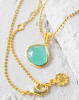 Eos Drop Gemstone Necklace: Aqua Chalcedony