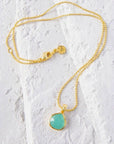 Eos Drop Gemstone Necklace: Aqua Chalcedony