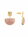 Athena Halfmoon Gemstone Earrings: Peach Moonstone