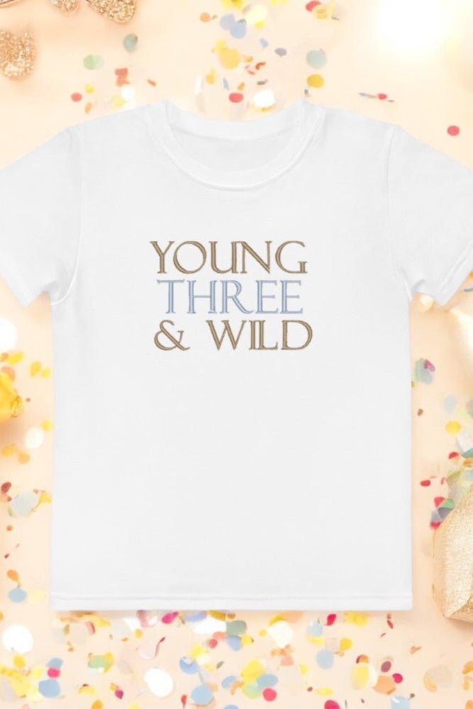 Young THREE &amp; Wild 3rd Birthday T-Shirt Personalised