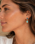 Iris Double Gemstone Drop Earrings with Pariba Onyx & Iolite